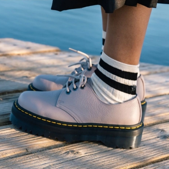 🥰NWOT Dr Martens 1461 Quad II Pisa Vintage Platform Lace Up, Taupe Leather, 7 - Picture 2 of 16